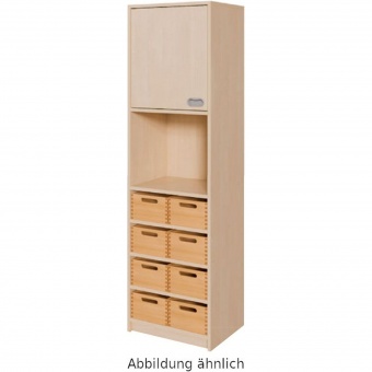Schränke mit 8 Massivholzkästen, mit Sichtfenster, Tür links 